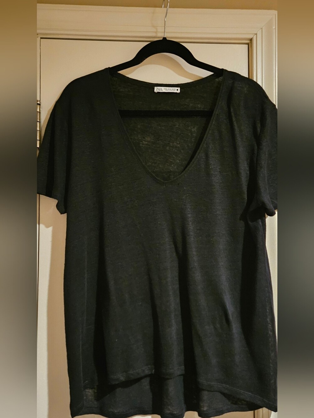 Zara Black Short Sleeve V-Neck Tee